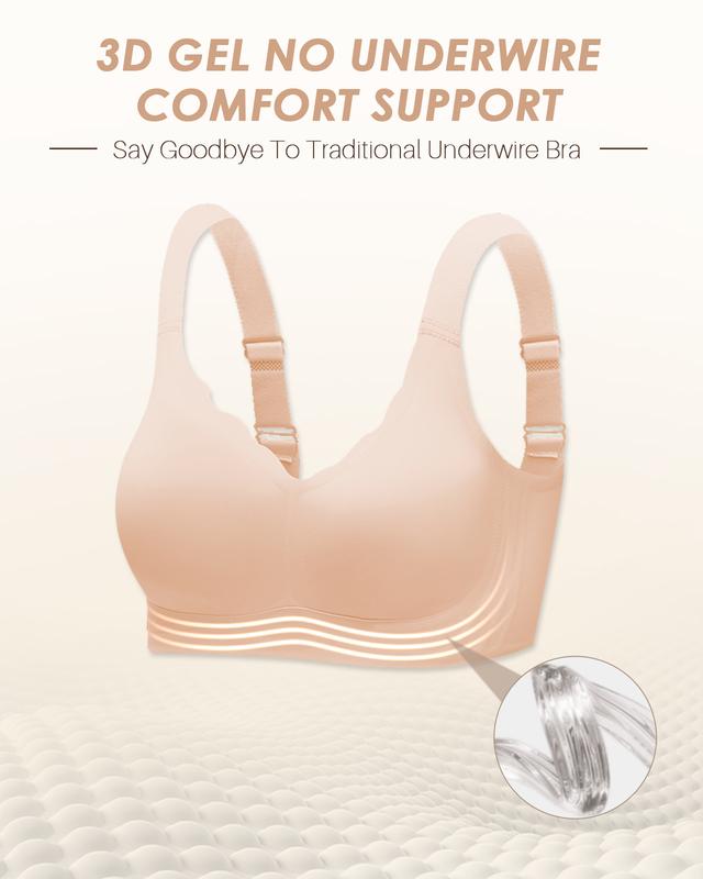 Scalloped Bras for Women No Underwire Push Up Wireless Bralettes V Neck Seamless Bra